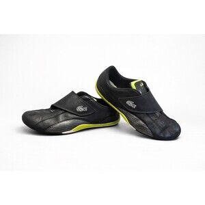 Lacoste Shua Strap Men’s 8 Sneakers Black Neon Green Leather Sport Shoes